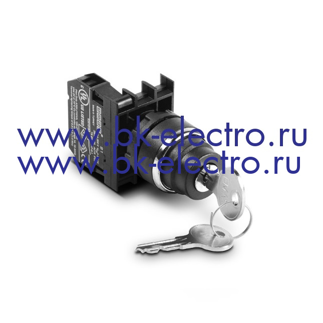 B100AC20 Селекторный переключатель с ключом Ø22 мм. (0-1) с фиксацией, ключ вынимается во всех положениях  (1НО) IP50 у официального дилера в Москве + 7 (499)398-07-73