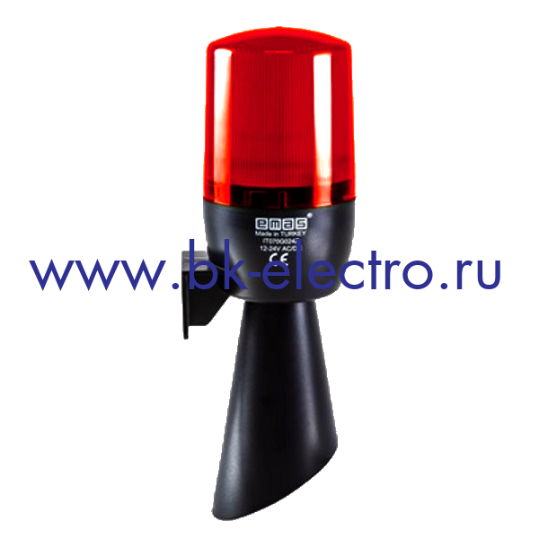 IT070R024Z Проблесковый маячок Ø70мм. с зуммером, красный (12-24V AC/DC) IP65 в Москве +7 (499)398-07-73