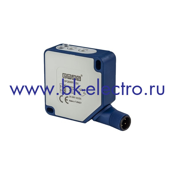 SPQ50RP2CSX Фотоэлектрический датчик с отраженным релейным выходом с разъемом M12, 24-240 V AC/DC в Москве +7 (499)398-07-73