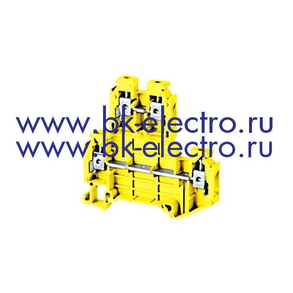 Двухуровневая клемма DRTP4-yellow с винтовым соединением и сечением 4 мм², напряжение: 500В, ток: 32А