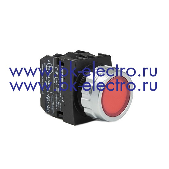 Кнопка нажимная круглая Ø30 мм. без фиксации, красная (1НО+1НЗ) IP50, с возможностью подсоединения блок контакта подсветки у официального дилера в Москве +7(499) 398-07-73