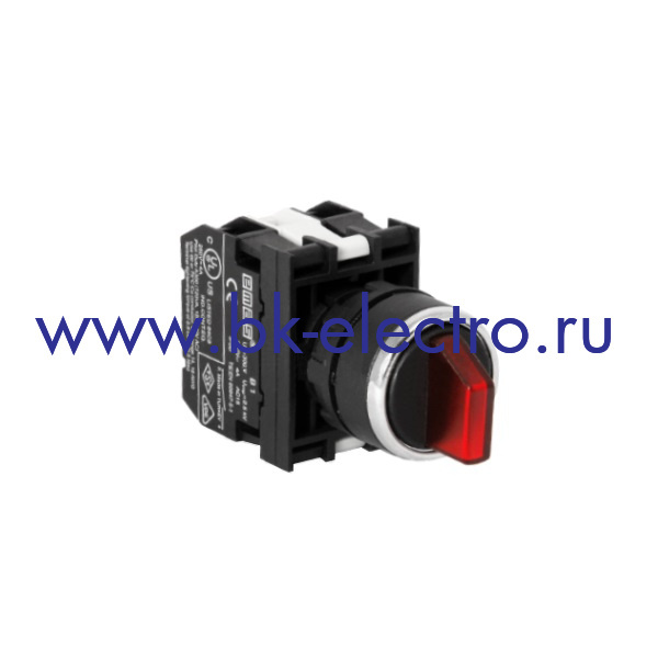 B131SL30K Селекторный переключатель Ø22мм, (2-0-1) с фиксацией, красный (1НО+1НО) IP50 с блоком подсветки BA9s без лампы   у официального дилера в Москве +7(499) 398-07-73