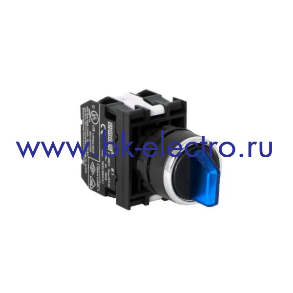 B131SL20M Селекторный переключатель Ø22мм, (0-1) с фиксацией, синий (1НО+1НО) IP50 с блоком подсветки BA9s без лампы у официального дилера в Москве +7(499) 398-07-73