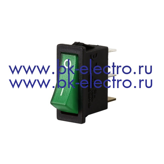 A21B1Y11 Тумблер клавишный 30*11мм.(0-1) зеленый с подсветкой (1НО) в Москве +7 (499)398-07-73