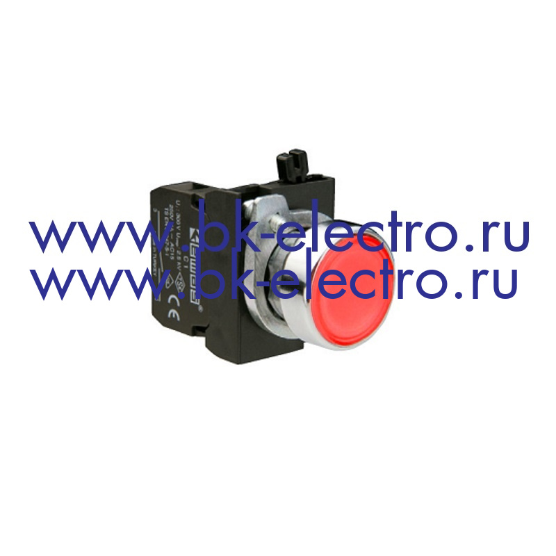 CM102DK Кнопка нажимная круглая Ø22 мм. без фиксации, красная в металл. корпусе (1НО+1Н3) IP65 с возможностью подсоединения блок контакта подсветки EMAS у официального дилера в Москве