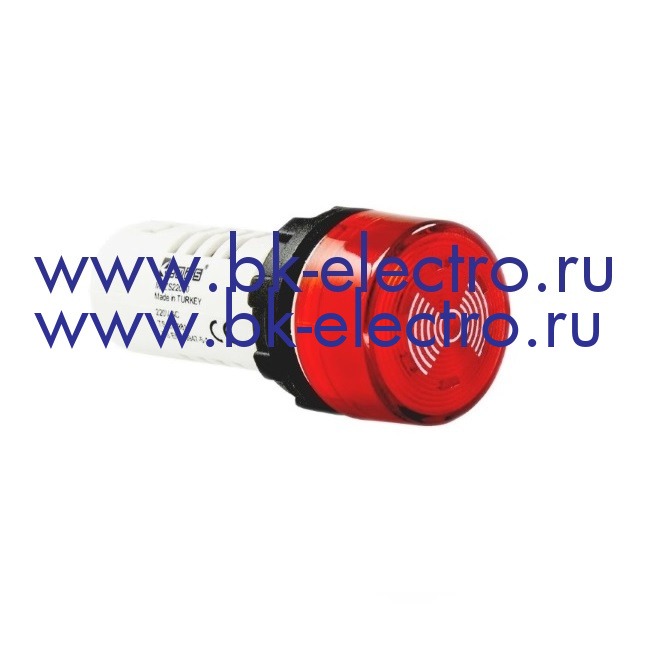 MBZS024S Моноблочный зуммер Ø22мм. красный с подсветкой,  24В пост./перем. тока, 90db (IP50) в Москве +7 (499)398-07-73
