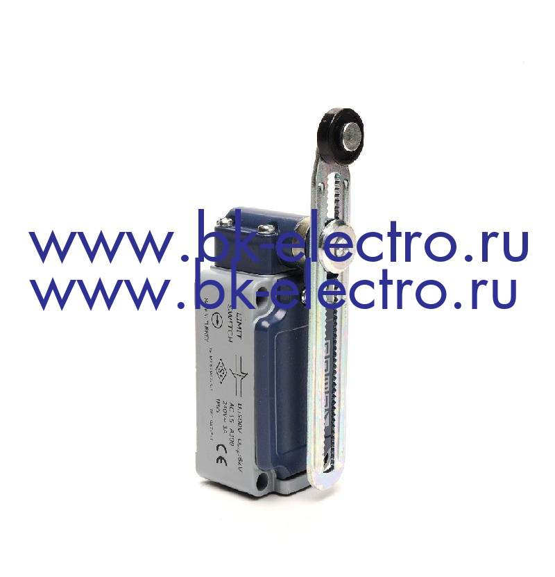 Выключатель концевой быстрого переключения угловой 2-направленный с пластмассовой консолью, роликом Ø18 мм на регулируемом рычаге(1НО+1НЗ) в Москве +7 (499)398-07-73