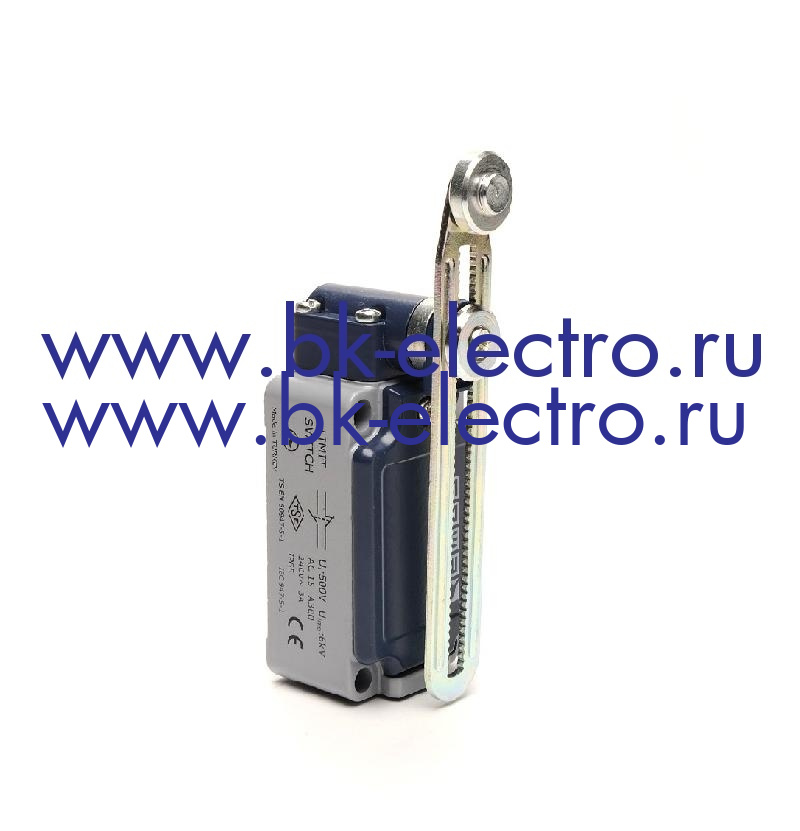 Выключатель концевой быстрого переключения угловой 2-направленный с пластмассовой консолью, стальным роликом Ø18 мм на регулируемом рычаге(1НО+1НЗ) в Москве +7 (499)398-07-73