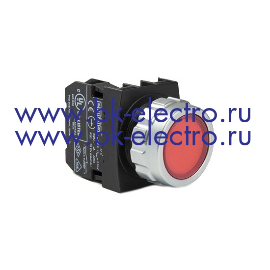 Кнопка нажимная круглая Ø30 мм. без фиксации, красная (1НЗ) IP50, с возможностью подсоединения блок контакта подсветки у официального дилера в Москве +7(499) 398-07-73