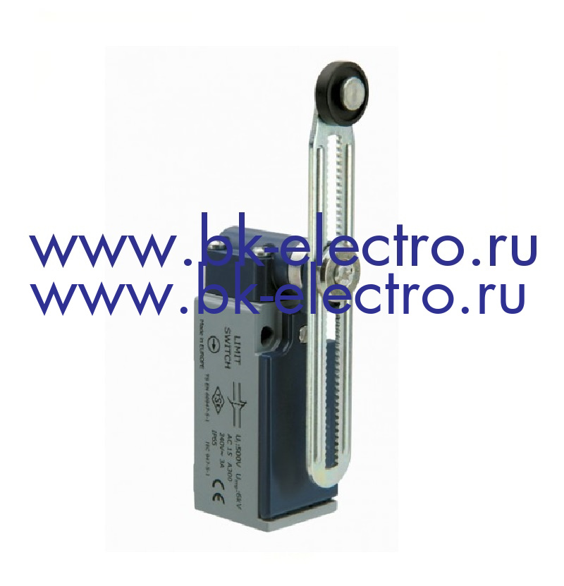 L51K13MEP123 Концевой выключатель быстрого переключения угловой 2-направленный с металлической консолью и пластмассовым роликом Ø18мм на регулируемом рычаге (1НО+1НЗ) в Москве +7 (499)398-07-73