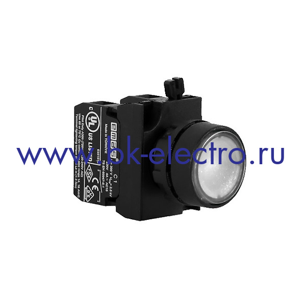 CP102DB CP102DB Кнопка нажимная Ø22мм. круглая, без фиксации, белая (1НО+1НЗ) IP65, с возможностью подсоединения блок контакта подсветки у официального дилера в Москве