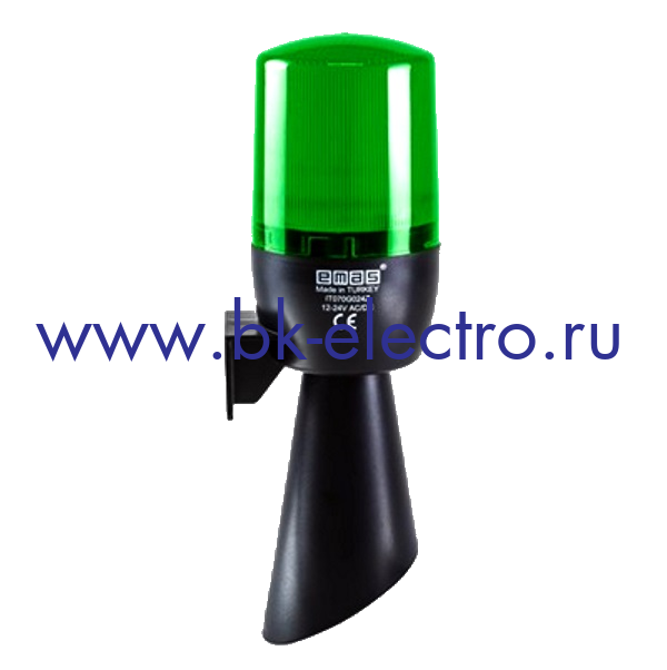 IT070G024Z Проблесковый маячок Ø70мм.с зуммером, зеленый (12-24V AC/DC) IP65 в Москве +7 (499)398-07-73