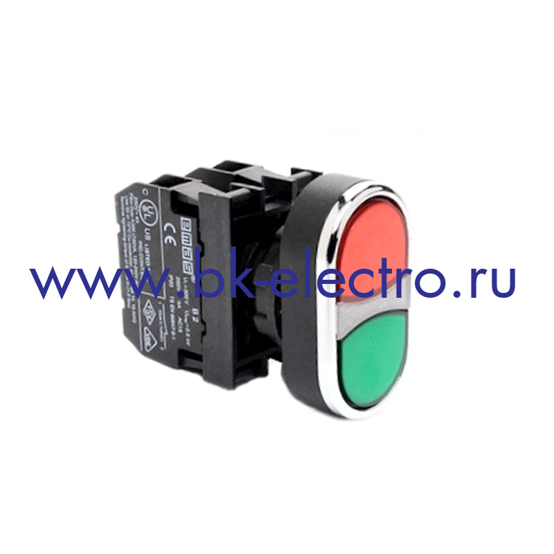 B102K20KY B102K20KY Кнопка двойная Ø22 мм. (1НО+1НЗ) IP50 с возможностью подсоединения блок контакта подсветки у официального дилера в Москве
