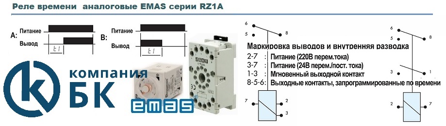 Реле времени аналоговые EMAS серии RZ1A.